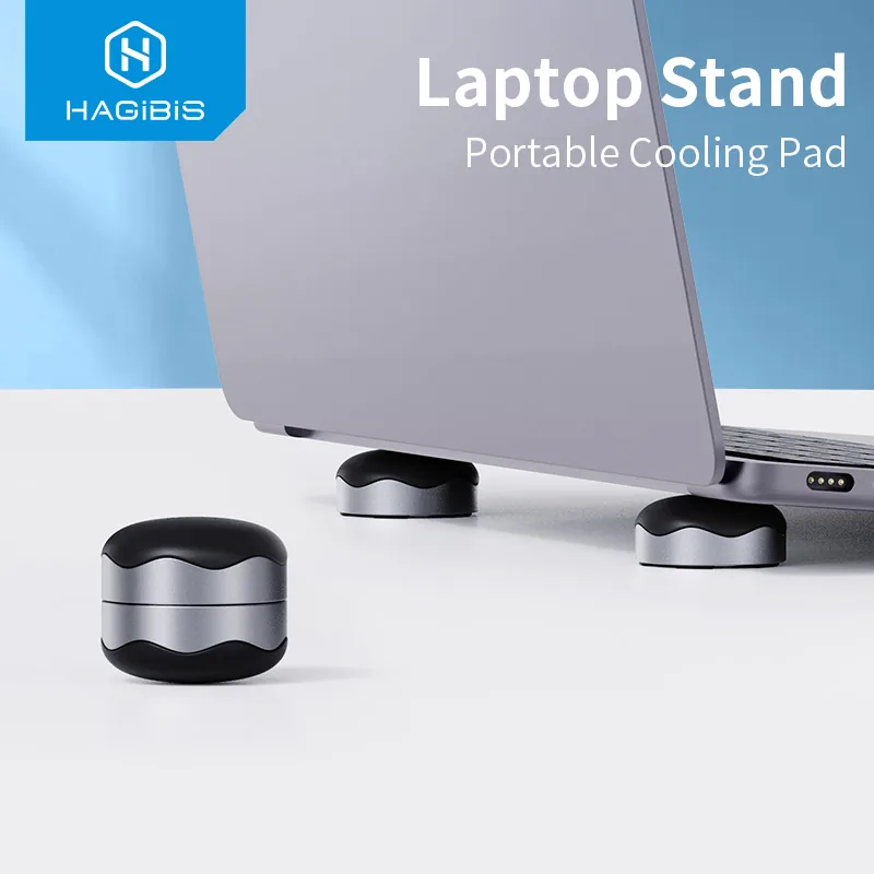 Hagibis magnetic laptop feet raising a laptop