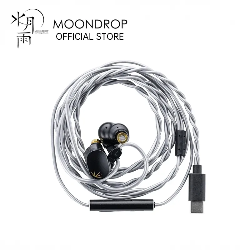 MOONDROP CHU II DSP earphones with a USB-C cable and inline mic